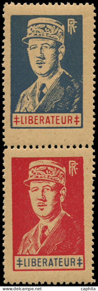 ** FRANCE - Libération (N° et cote Mayer) - De Gaulle 5/6, paire verticale, signé Mayer
