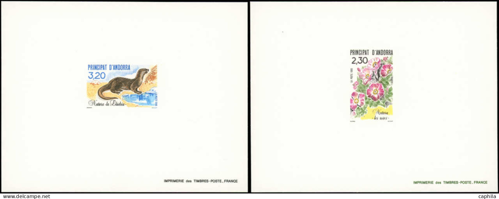 EPL ANDORRE - Poste - 393/94, 2 épreuves De Luxe: Roses Et Loutre (Maury) - Autres & Non Classés