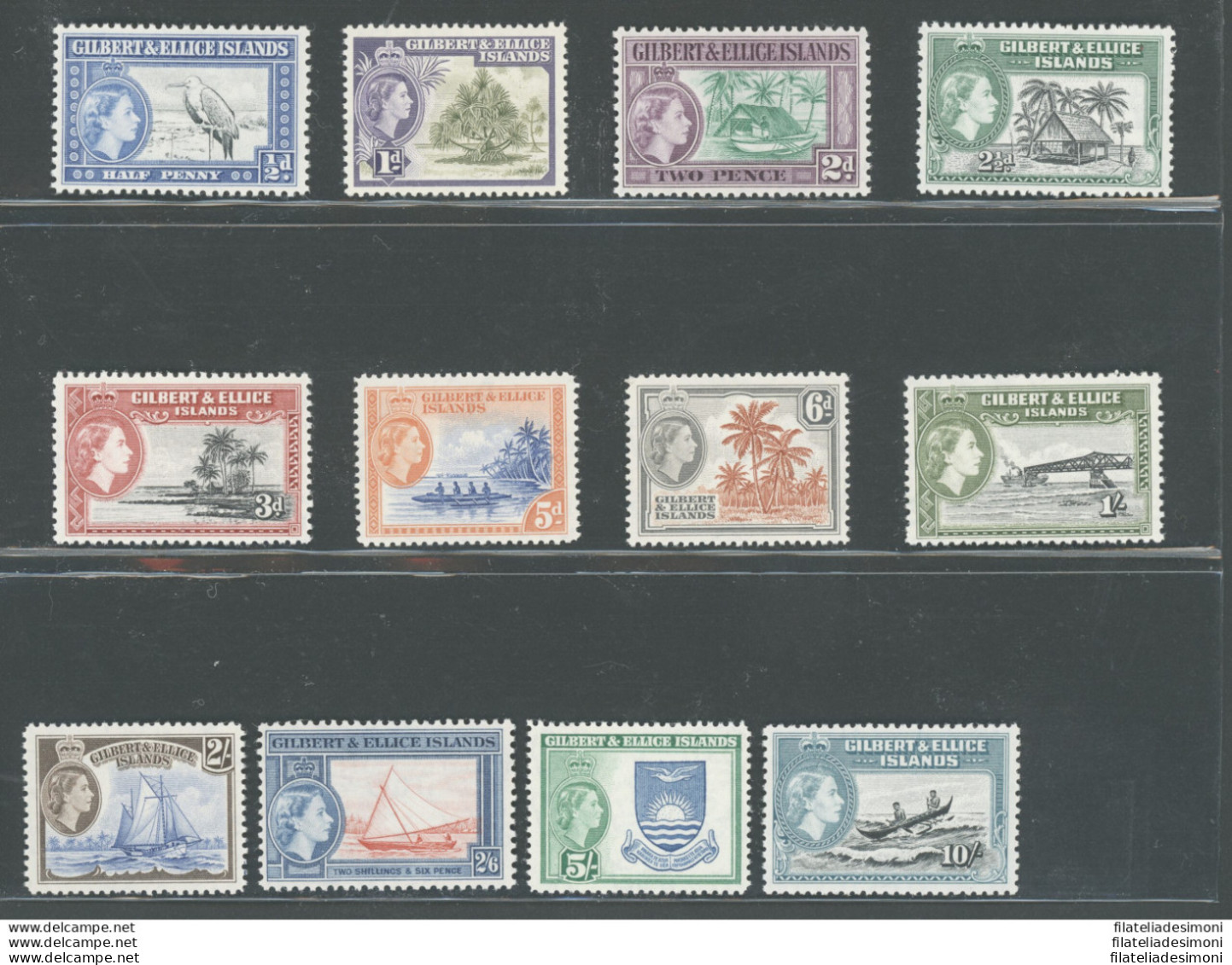 1956-62 Gilbert E Ellice Islands, Stanley Gibbons N. 64-75, Serie Di 12 Valori, MNH** - Otros & Sin Clasificación