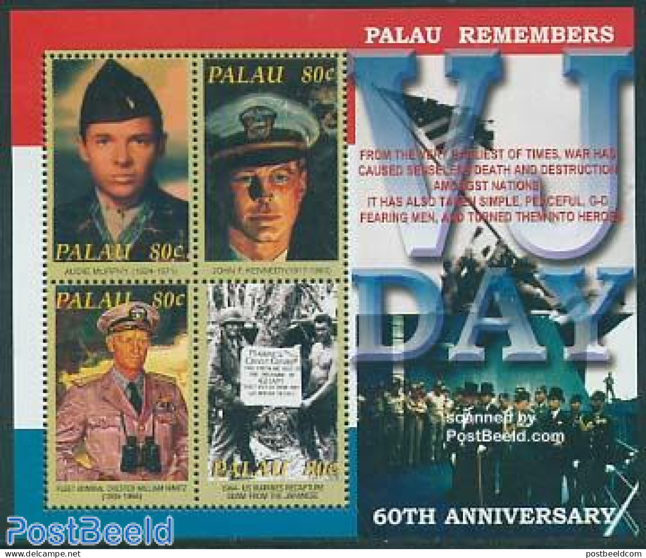 Palau 2005 V-J Day 4v M/s, Mint NH, History - Militarism - World War II - Militaria