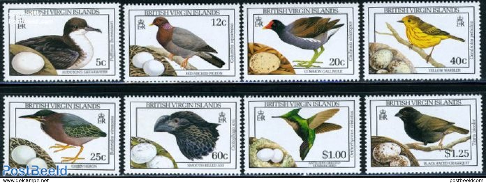 Virgin Islands 1990 Birds 8v, Mint NH, Nature - Birds - Iles Vièrges Britanniques