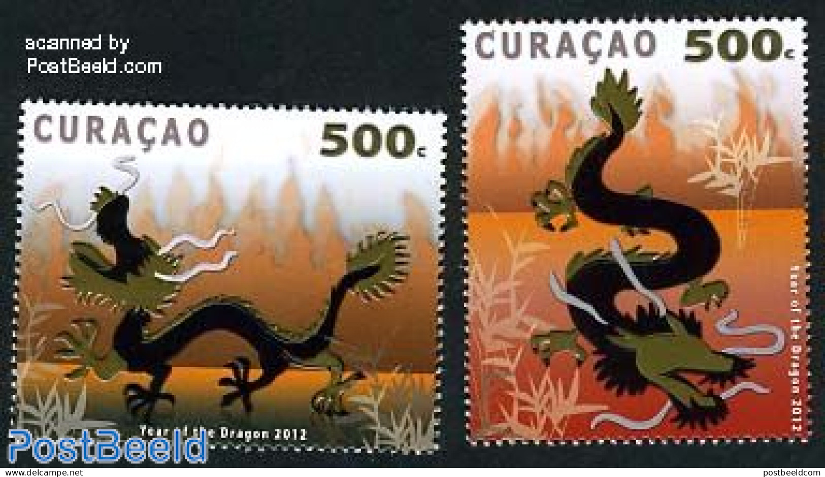Curaçao 2012 Year Of The Dragon 2v, Mint NH, Various - New Year - Nouvel An