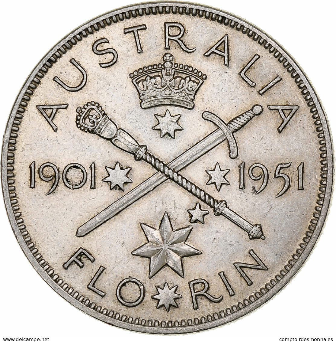 Australie, George VI, Florin, Federation, 1951, Melbourne, Argent, SUP, KM:47 - Florin