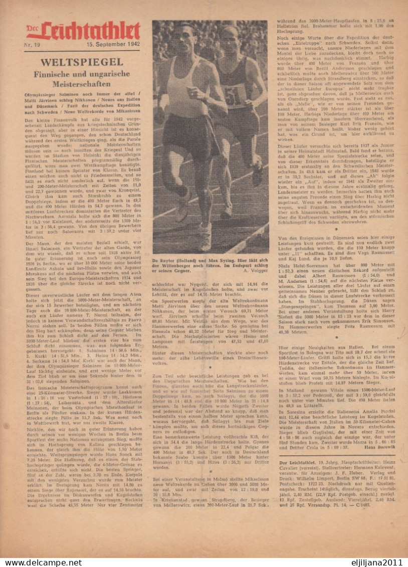 Germany, Reich 1942 Berlin, Der Leichtathleten ⁕ Leichtathlet 40 Pf. No.19 ⁕ Zeitschrift 6 Blatt (12 Seiten) / Magazine - Deportes