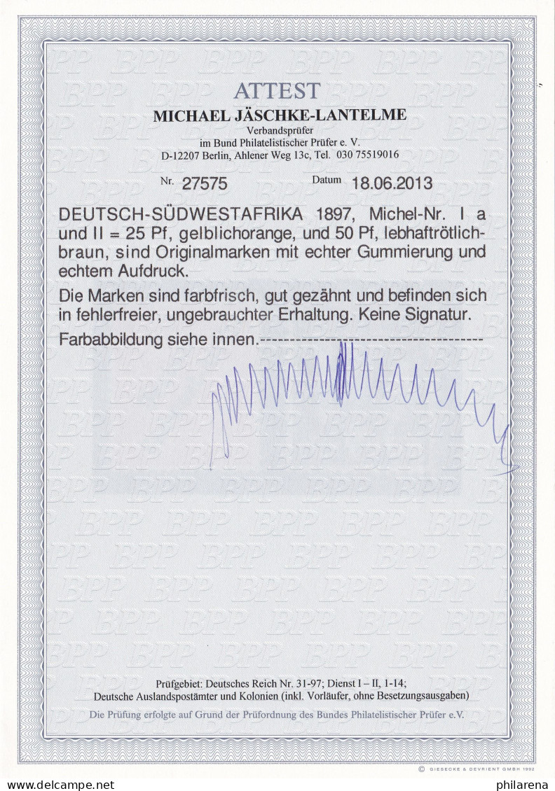 DSWA: MiNr. Ia Und II, *, BPP Befund - Africa Tedesca Del Sud-Ovest