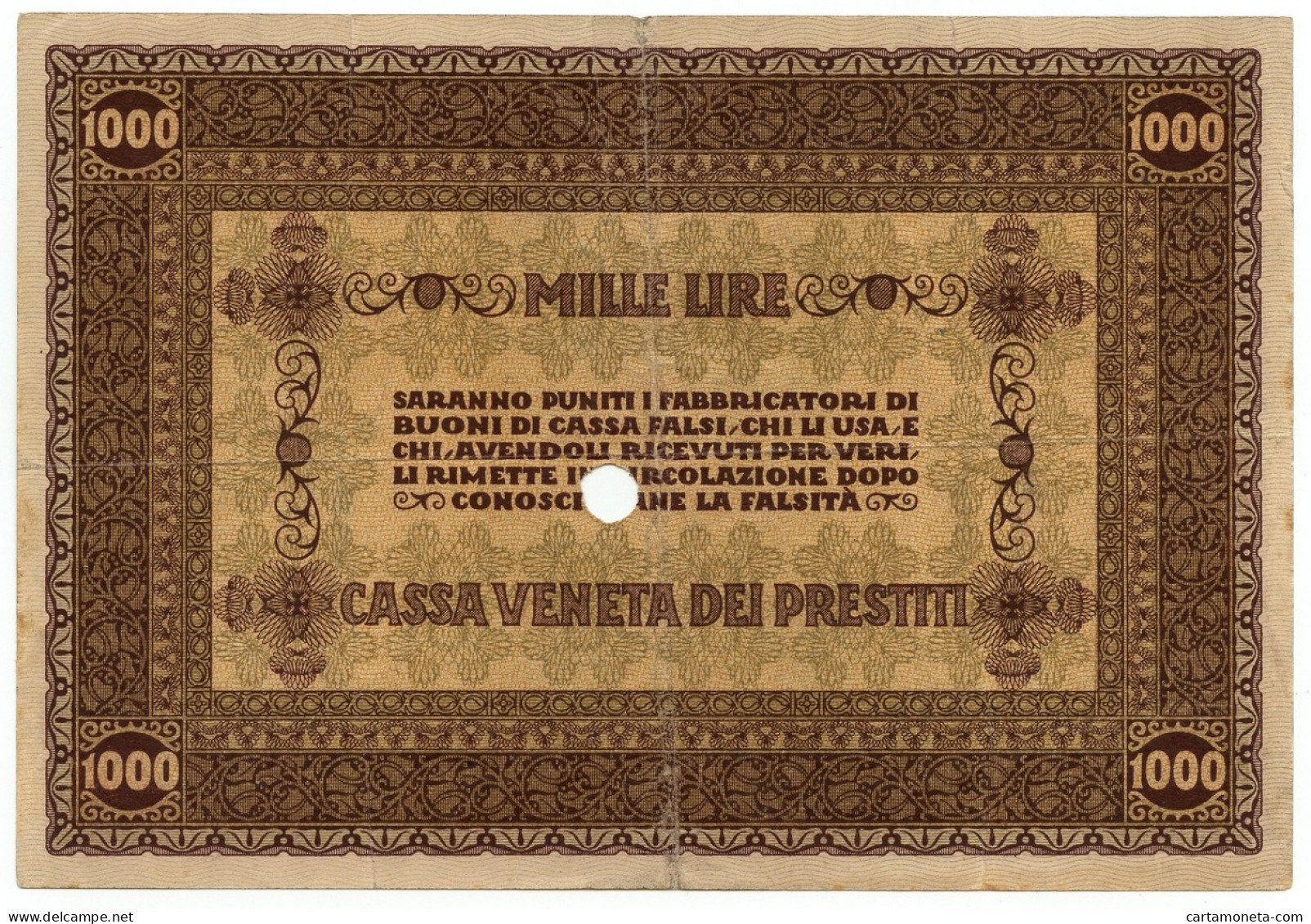 1000 LIRE CASSA VENETA DEI PRESTITI OCCUPAZIONE AUSTRIACA 02/01/1918 BB- - Occupazione Austriaca Di Venezia