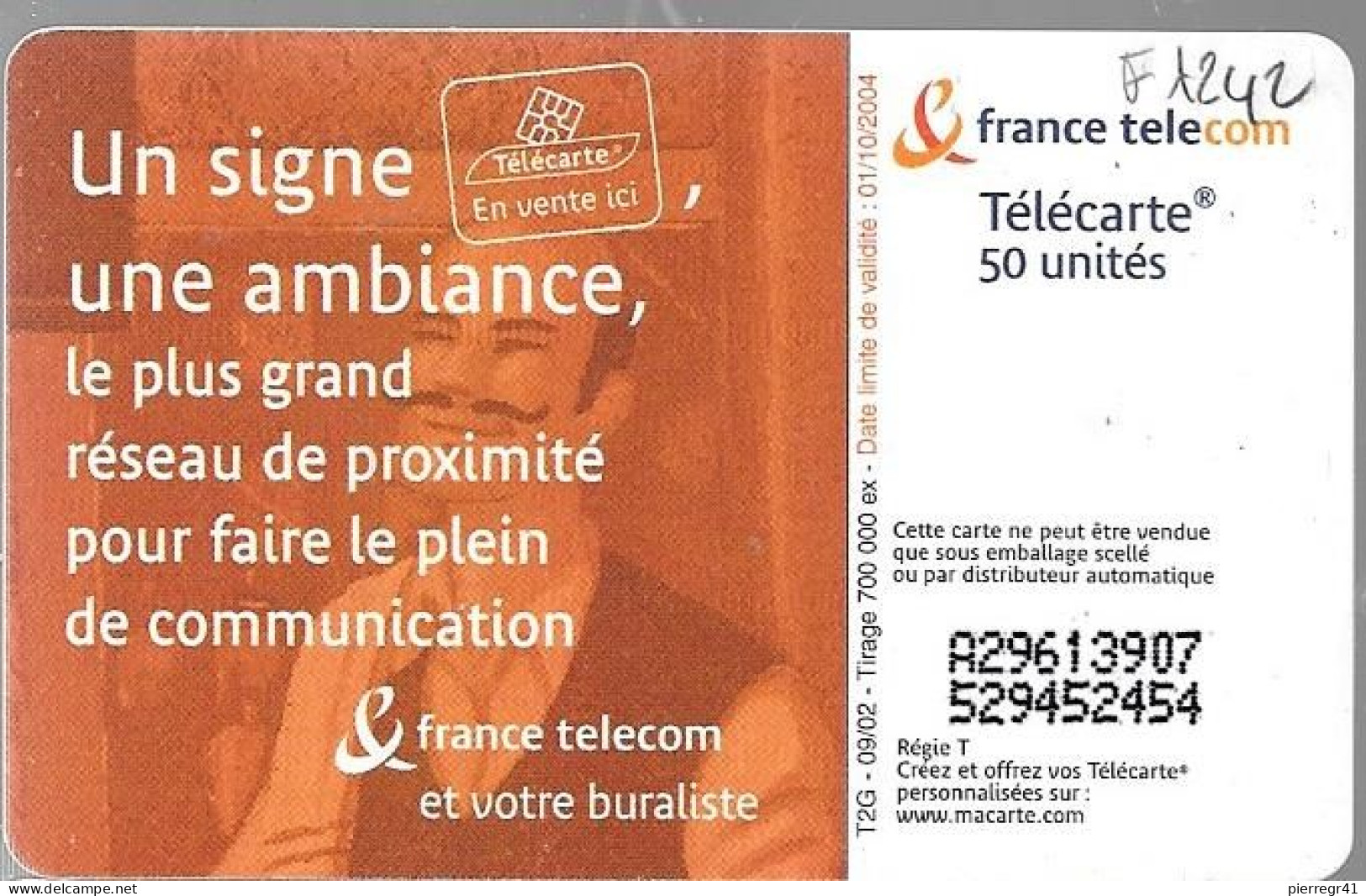 TC-PUBLIC-F1242-50U-SO3-09/02-BURALISTE 1-UTILISE-TBE- - 2002