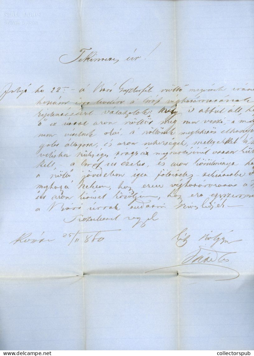 HUNGARY KASSA 1860. Nice Letter With Contetnt To Sátoraljaújhely - ...-1867 Voorfilatelie