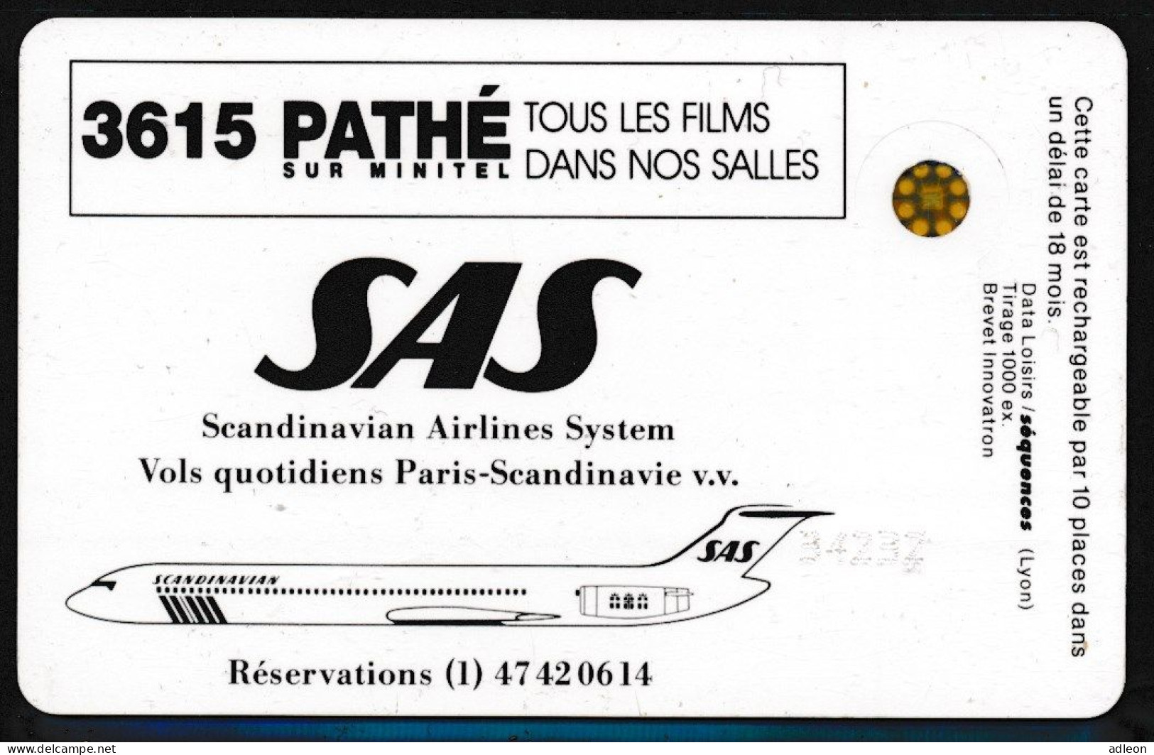 Cinécarte Pathé - SAS Scandinavia Airlines - Entradas De Cine