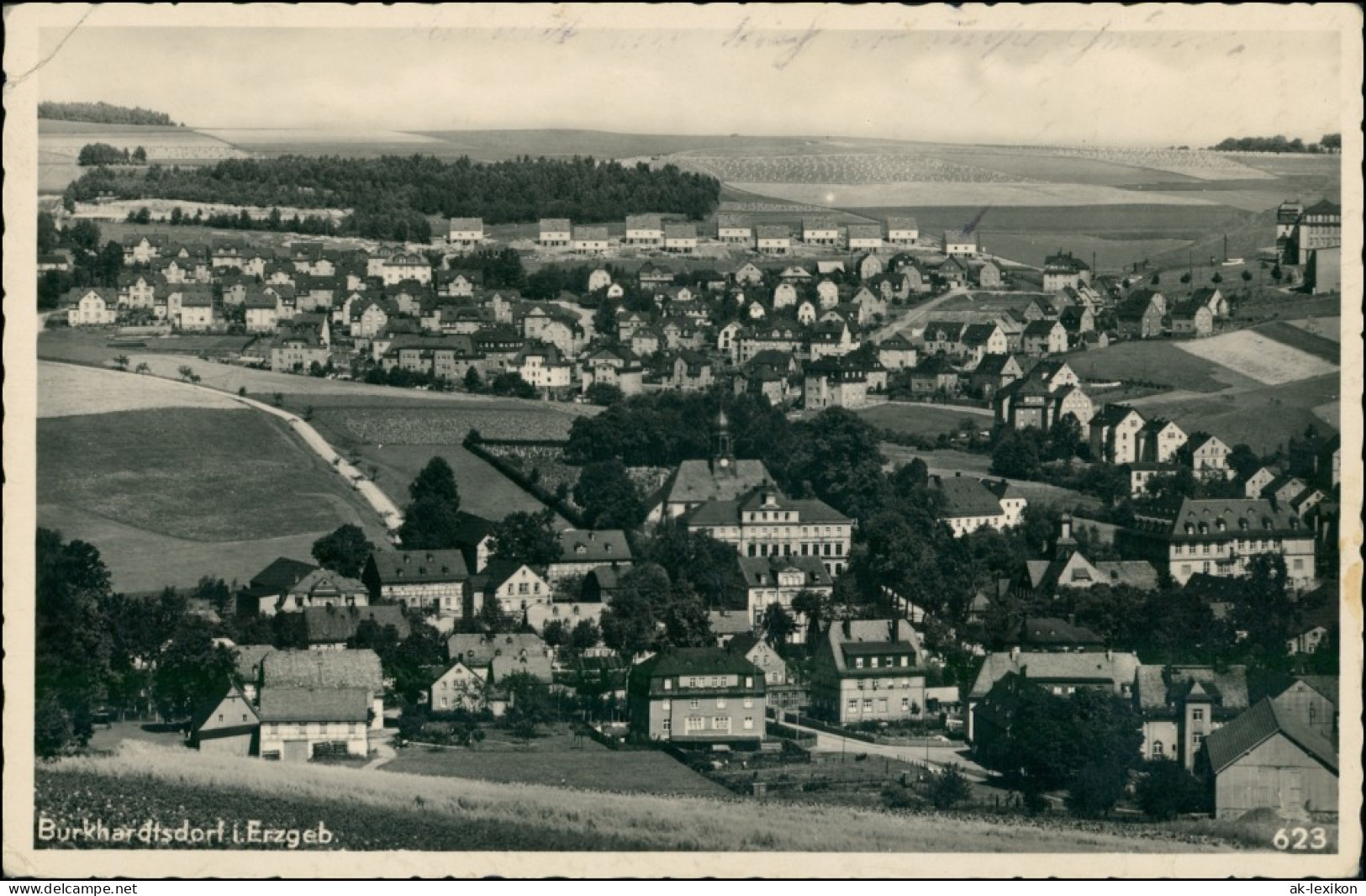 Ansichtskarte Burkhardtsdorf Stadtpartie 1933  - Burkhardtsdorf