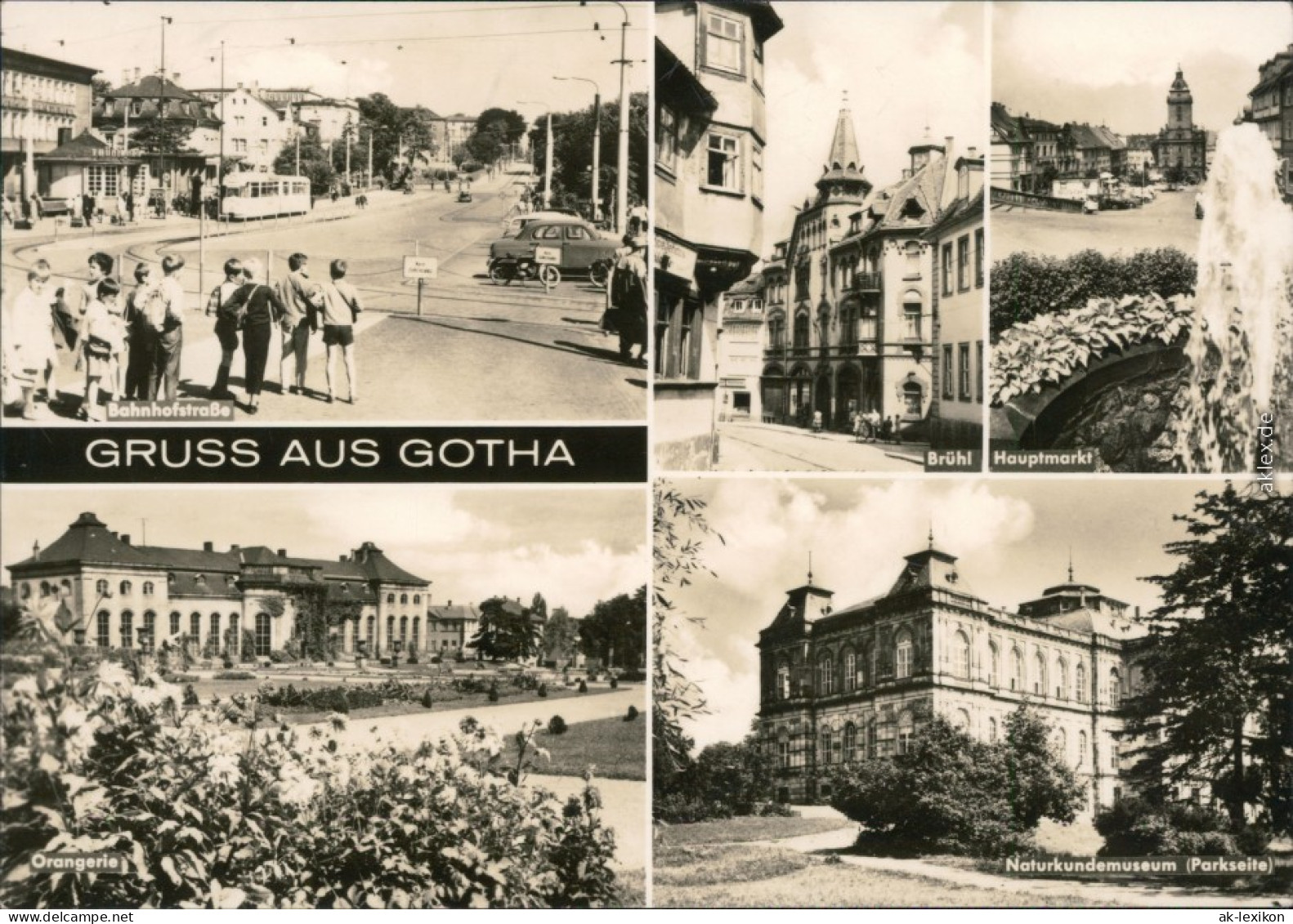 Gotha Bahnhofstraße, Brühl, Hauptmarkt, Orangerie, Schloß 1969 - Gotha