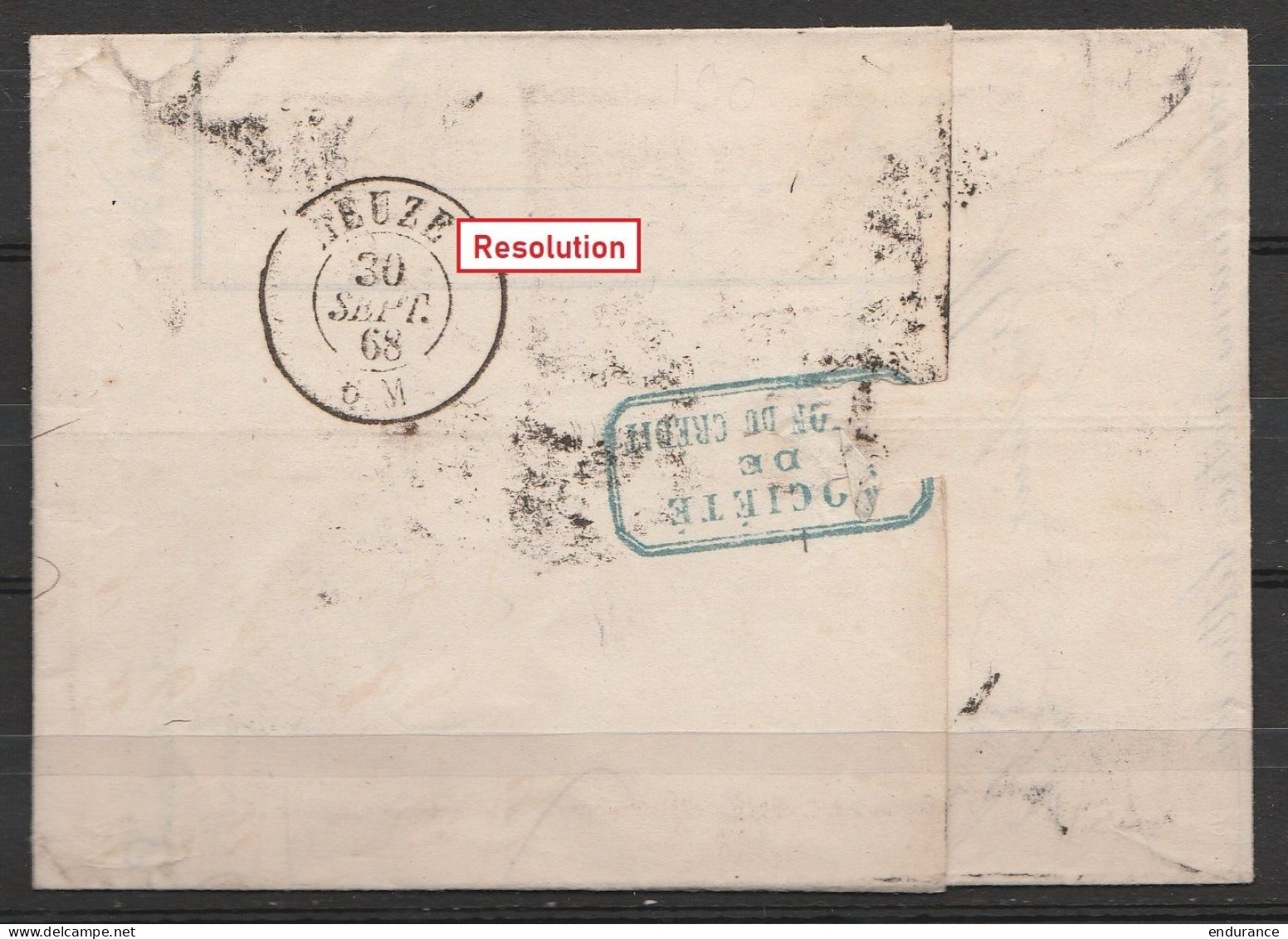 L. Affr. N°20 X2 (paire) Lpts "60" Càd BRUXELLES /29 SEPT 1868 Pour Banquier à LEUZE (au Dos: Càd LEUZE) - 1865-1866 Linksprofil