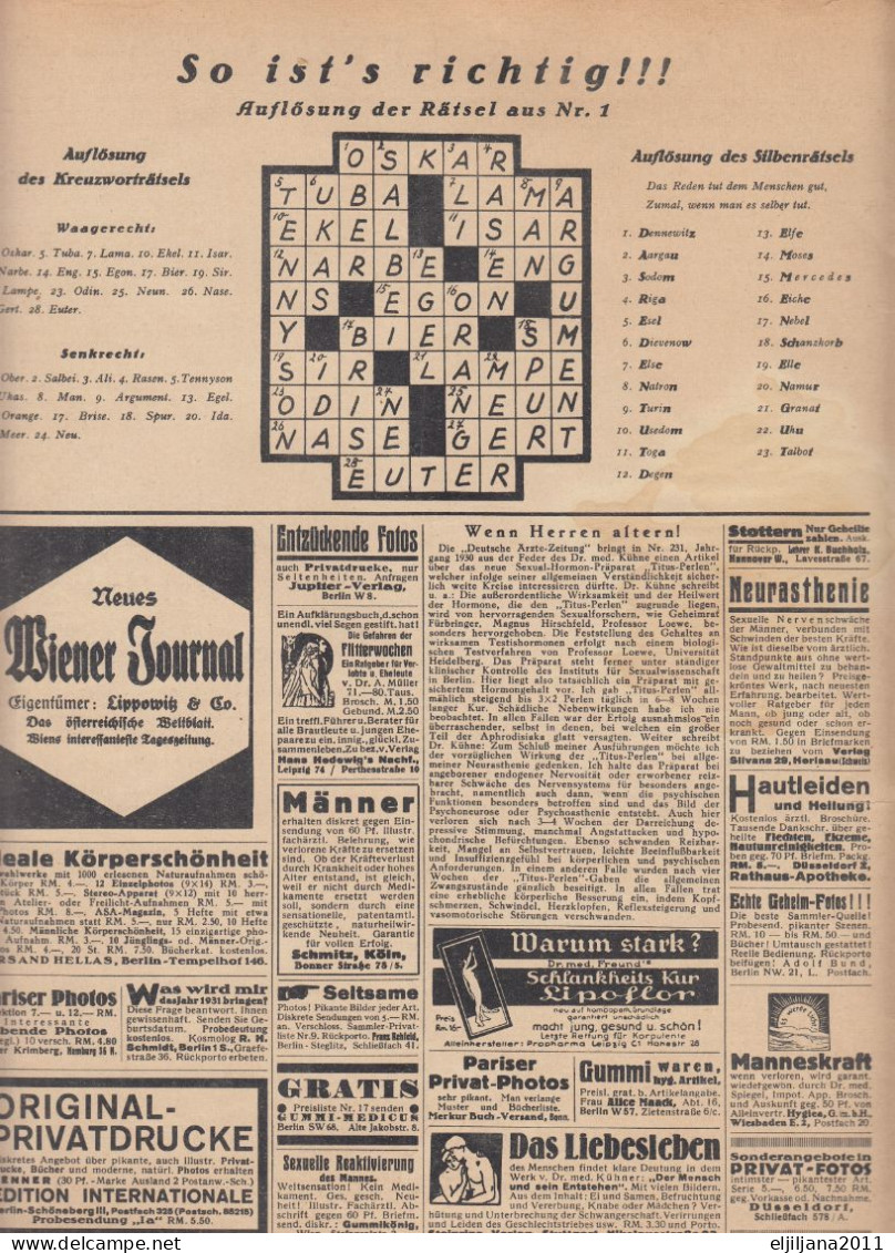 Deutschland Germany Berlin 1931 Lustige Blätter Nr.2 Magazine ⁕ Humor, Comics 9 Blatt,18 Seiten (das Letzte Blatt Fehlt) - Other & Unclassified