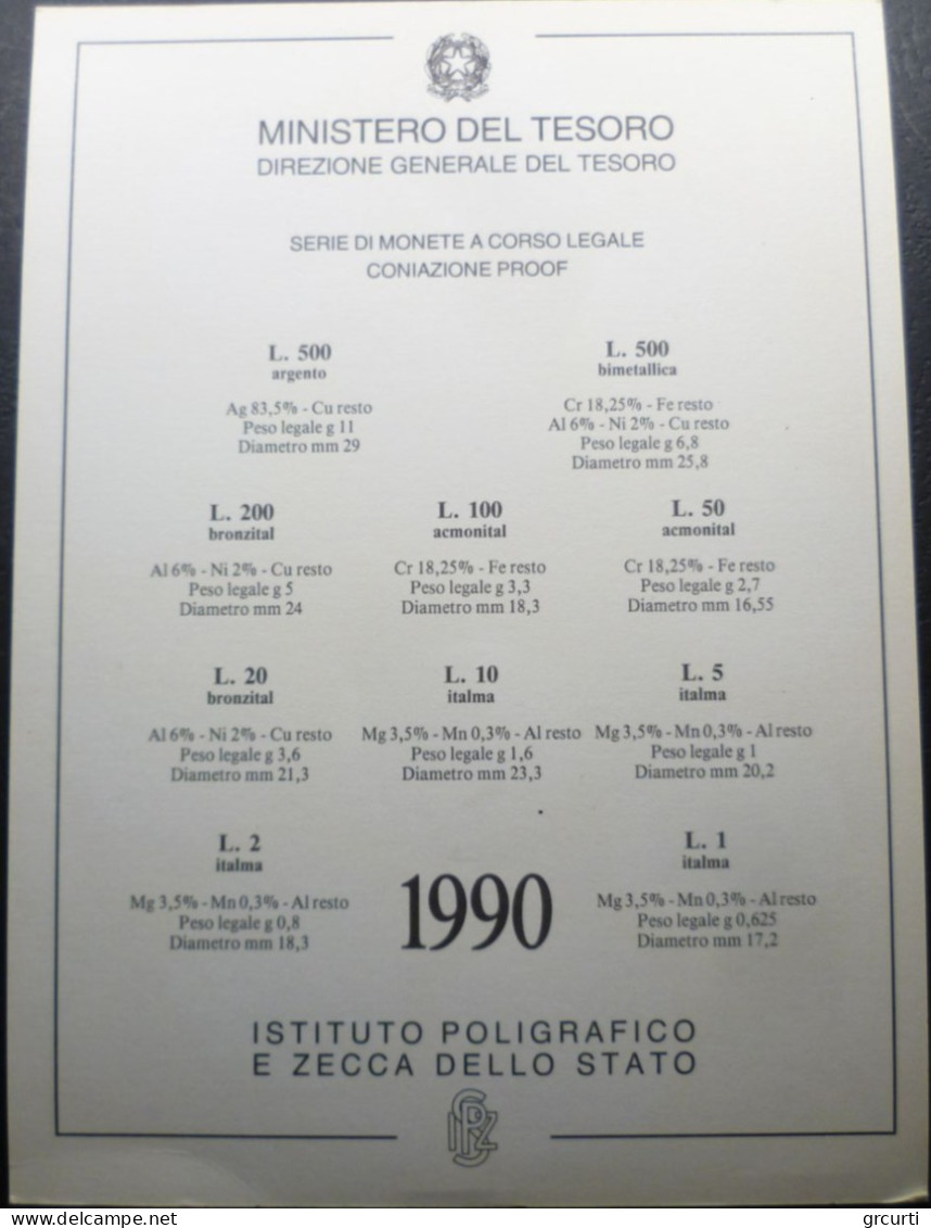 Italia - Serie Zecca Proof 1990 - 11 Valori - KM# PS7 - Gig# S.17/P - Jahressets & Polierte Platten