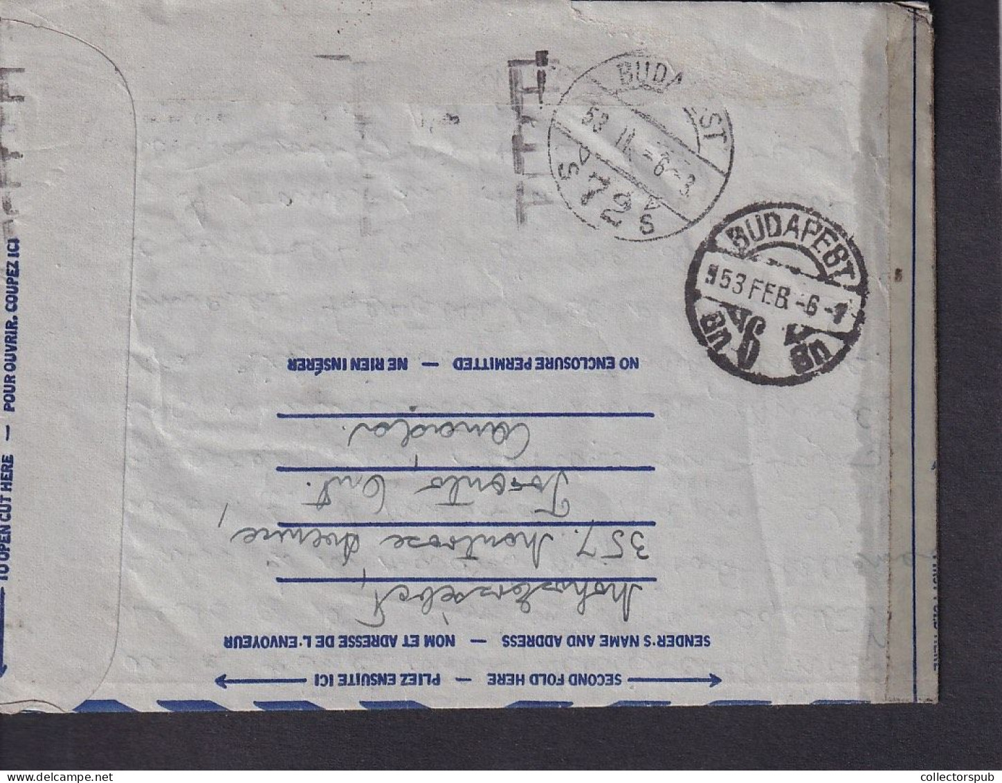 CANADA 1953. Airmail Cover To Hungary - Storia Postale