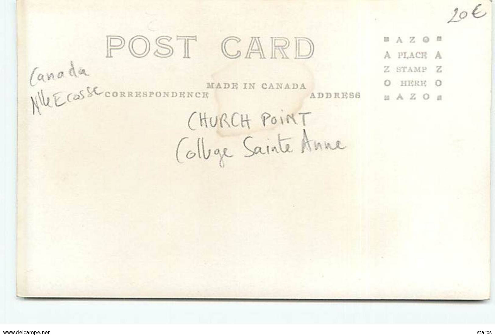 Canada - RPPC - Church Point - College Sainte Anne - Other & Unclassified