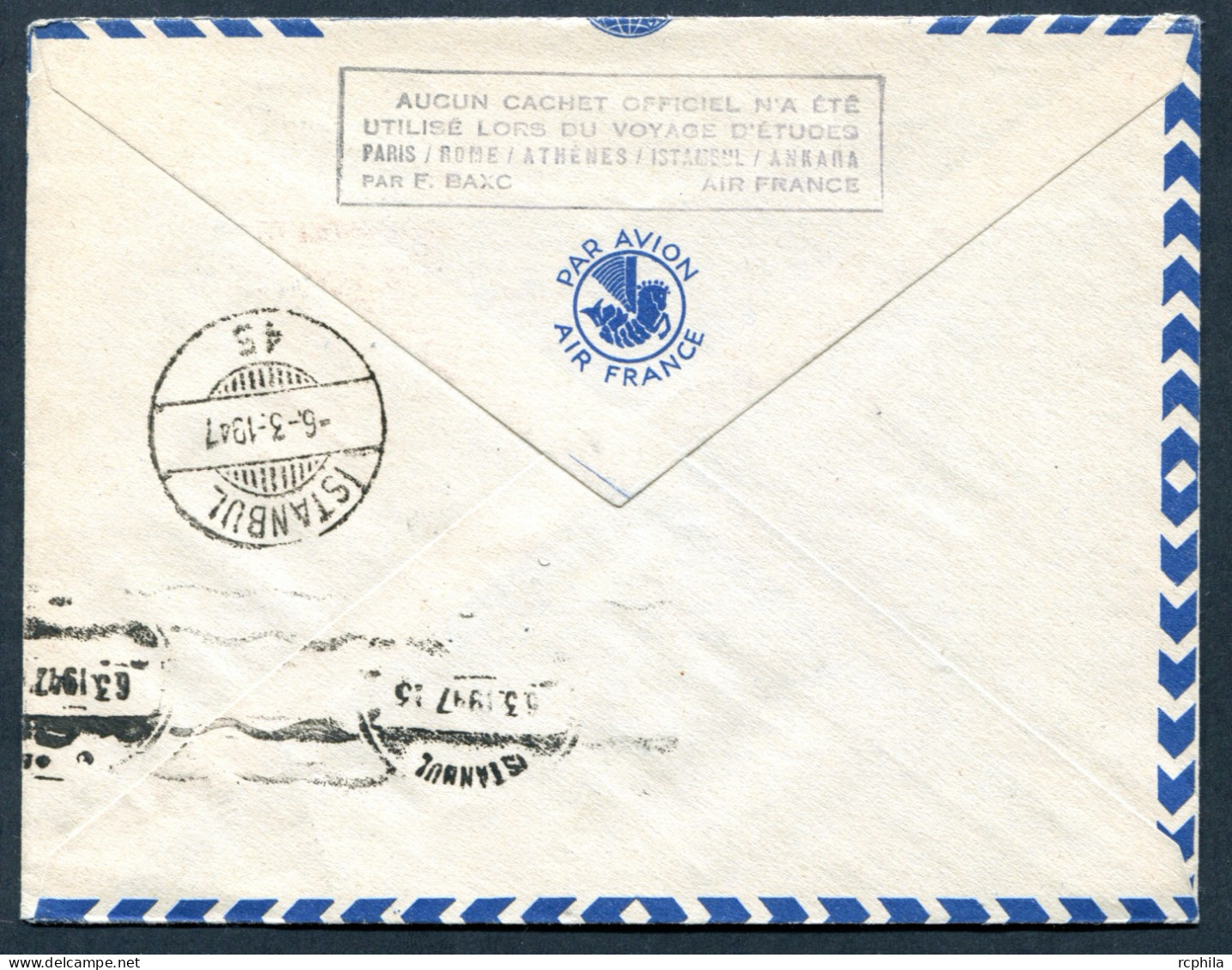 RC 27665 FRANCE 1947 PARIS ISTAMBOUL TURQUIE PAR AIR FRANCE 1er VOL FFC - TB - 1927-1959 Covers & Documents