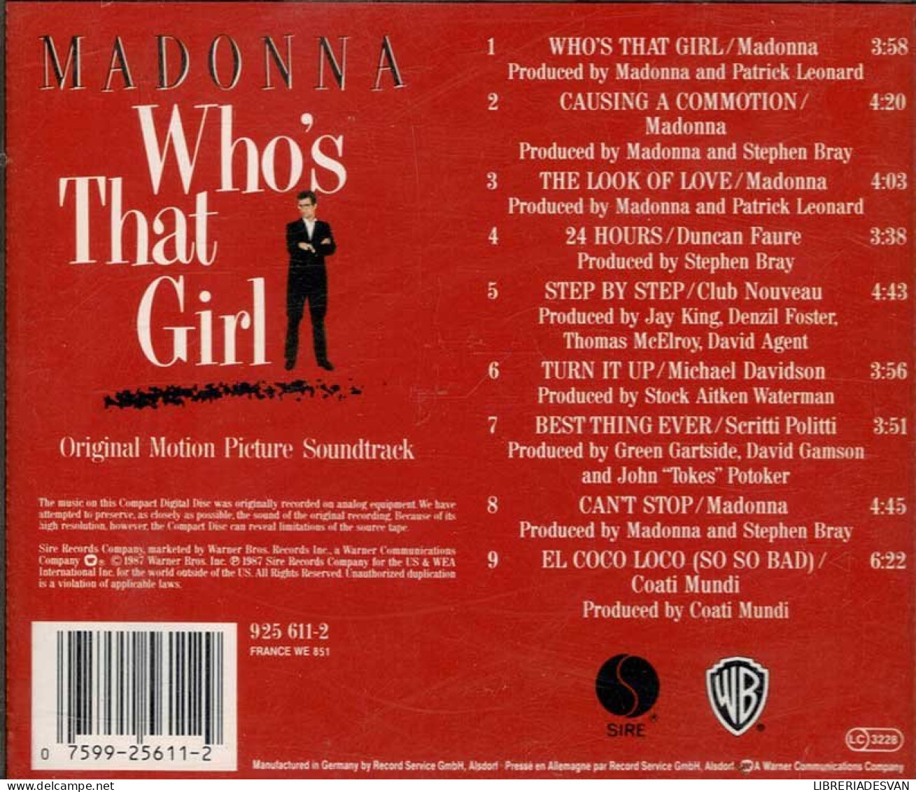 Madonna - Who's That Girl (Original Motion Picture Soundtrack). CD - Filmmusik