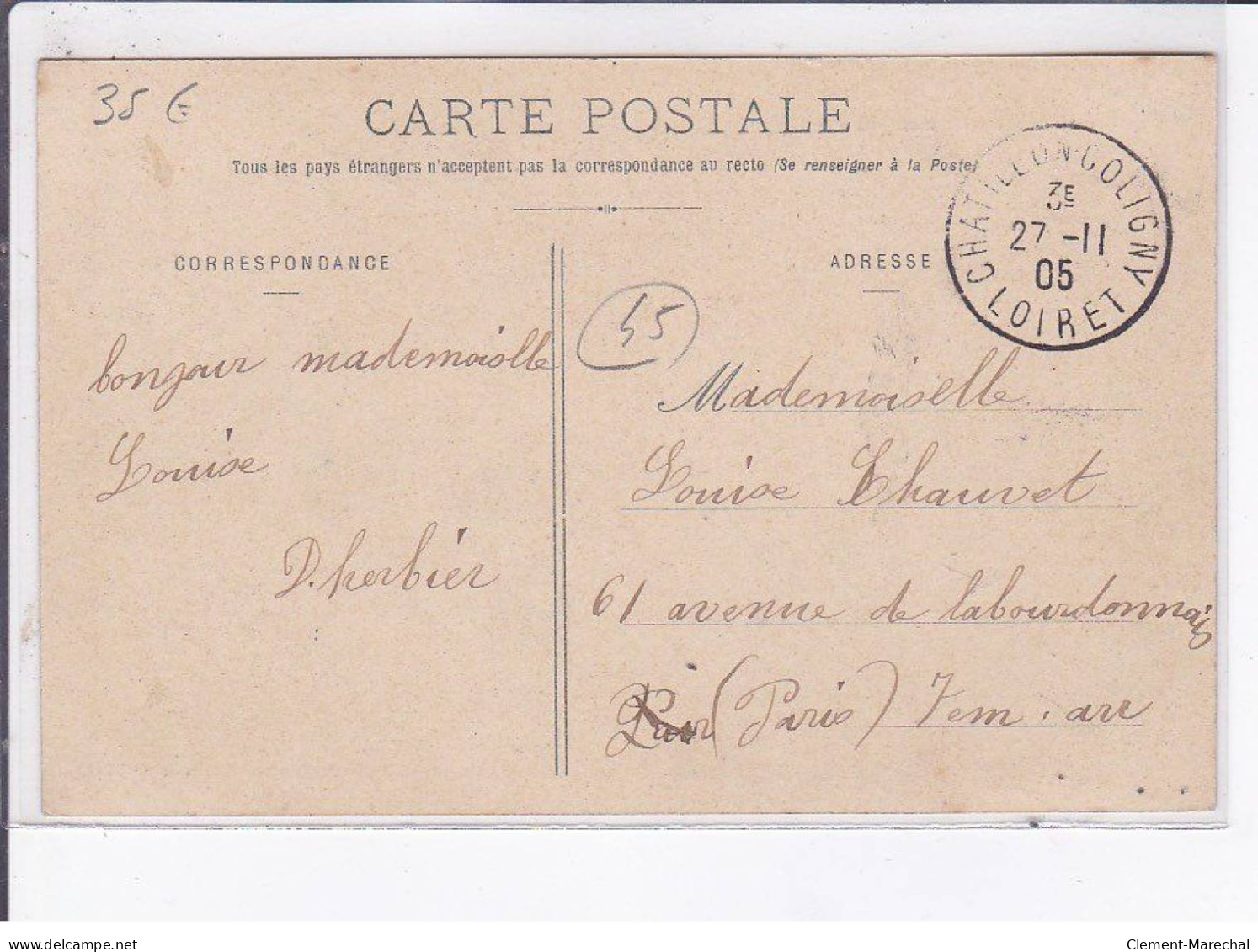 CHATILLON-COLLIGNY: Place Becquerel, Recensement Des Chevaux Mai 1905 - Très Bon état - Chatillon Coligny
