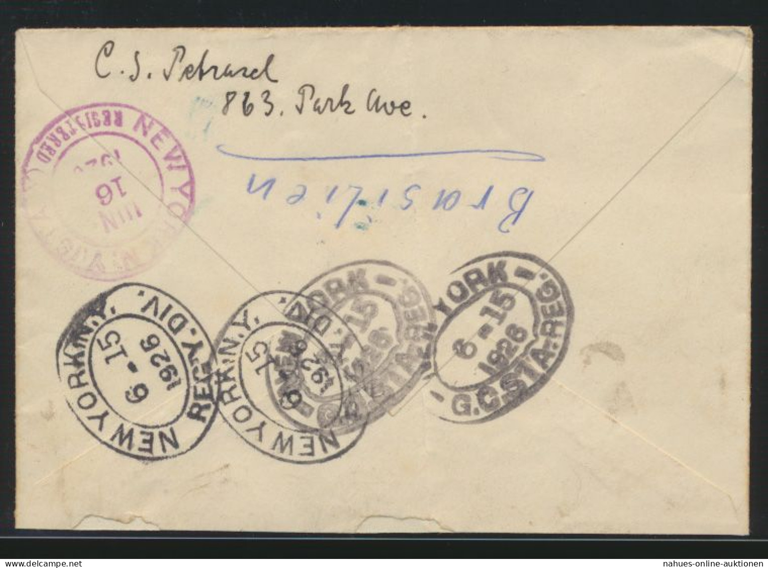 USA Flugpost Brief 20 Cent New York Mit 9 Stempeln Sehr Speziell - Cartas & Documentos