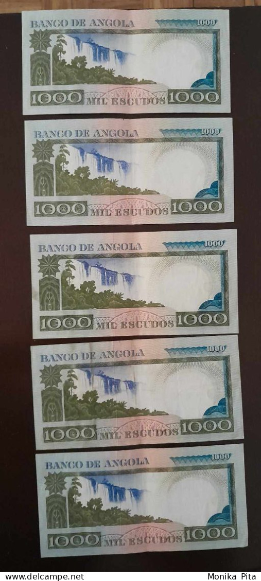 ANGOLA - 5 Notas De 1.000$ -Banco De Angola - Luiz De Camões - 1973 - BELO - Vrac - Billets