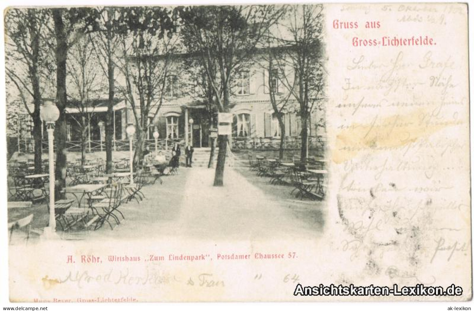 Lichterfelde-Berlin Wirtshaus Zum Lindenpark (Potsdamer Chaussee 57) 1902 - Lichterfelde