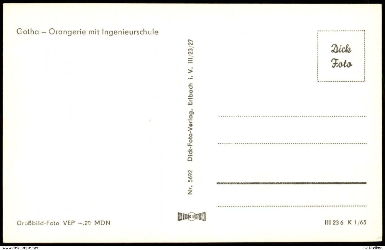 Ansichtskarte Gotha DDR AK Orangerie Mit Ingenieurschule 1965 - Gotha