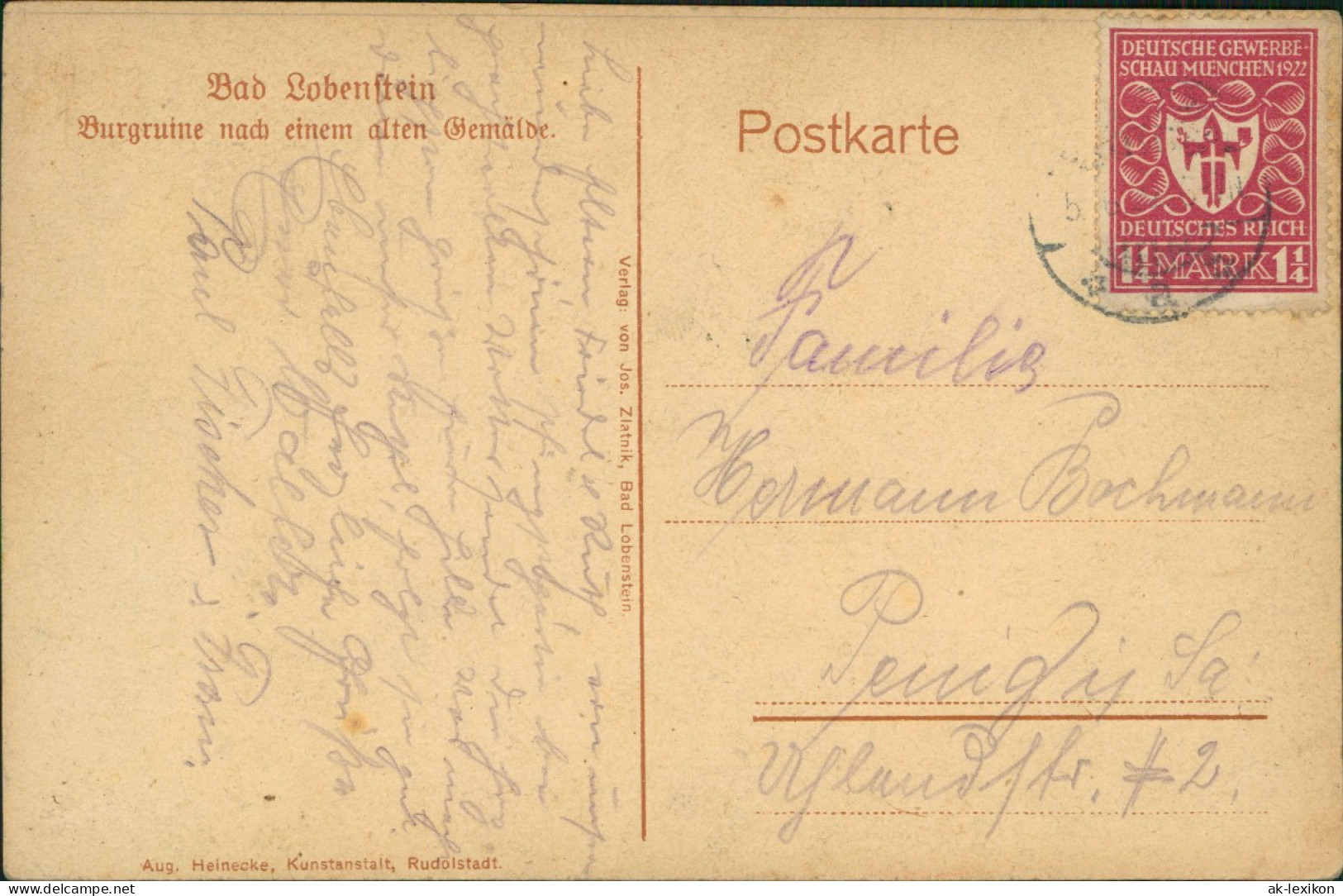 Ansichtskarte Bad Lobenstein Burgruine Nach Gemälde (Künstlerkarte) 1922 - Lobenstein