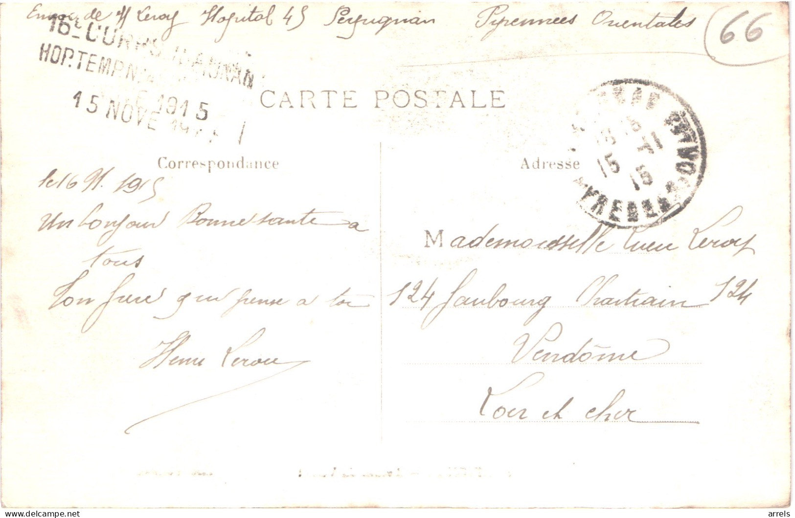 FR66 PERPIGNAN - Couderc - Avenue Du Vernet - Café - Tampon Hôpital Militaire 1915 Verso Animée - Belle - Perpignan