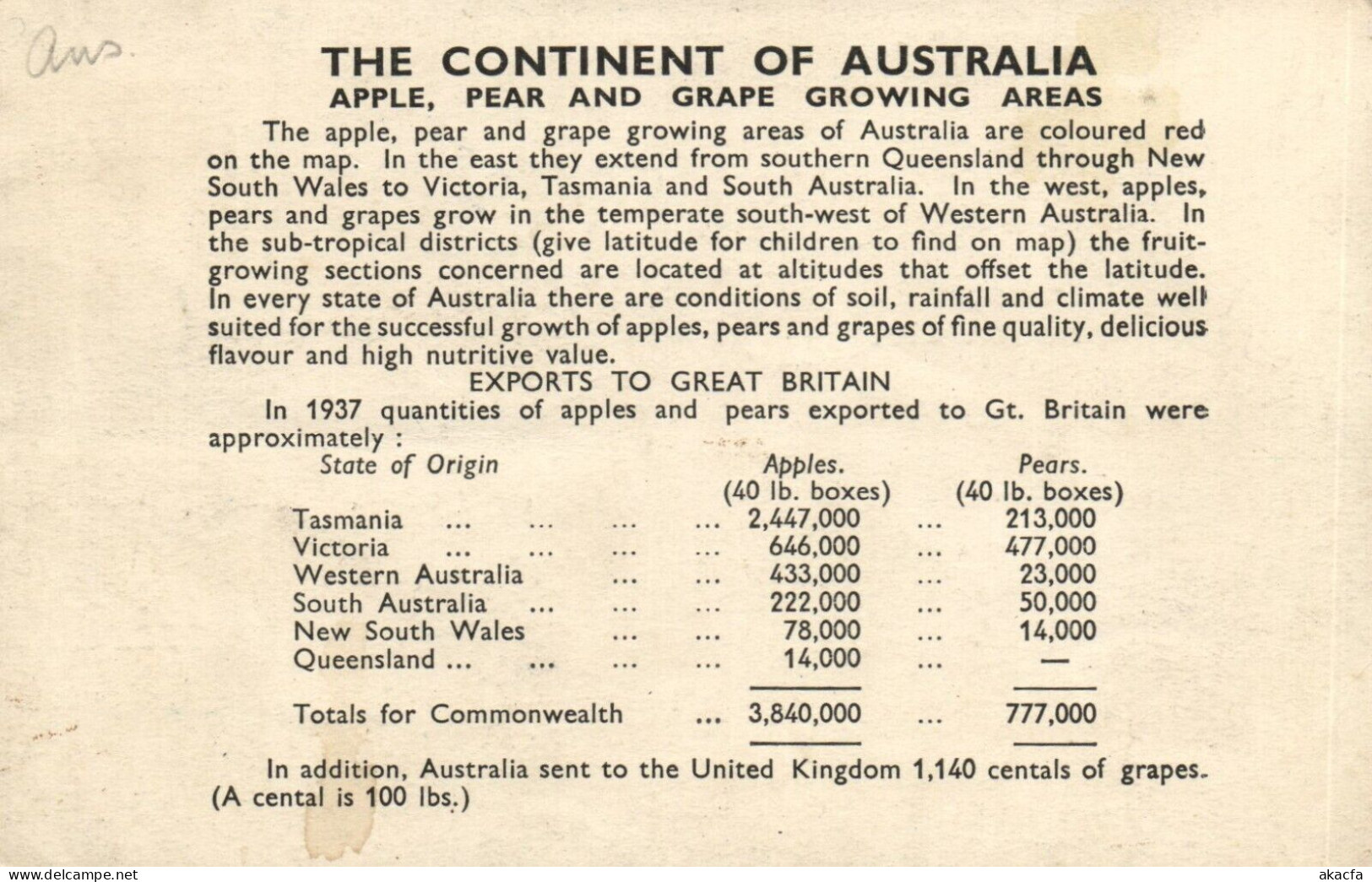 PC AUSTRALIA MAP OF AUSTRALIA, Vintage Postcard (b53805) - Other & Unclassified