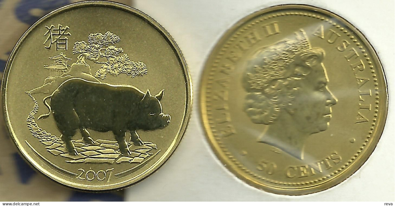 AUSTRALIA 50 CENTS ZODIAC SERIES YEAR OF PIG QEII HEAD 1 YEAR TYPE 2007 SILVER PROOF READ DESCRIPTION CAREFULLY!! - Silver Bullions