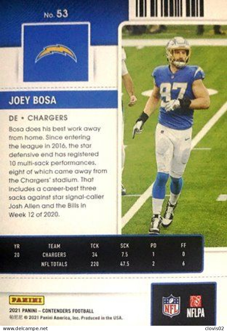 53 Joey Bosa Los Angeles Chargers - Panini Contenders Season Ticket Football US NFL 2021 - Andere & Zonder Classificatie