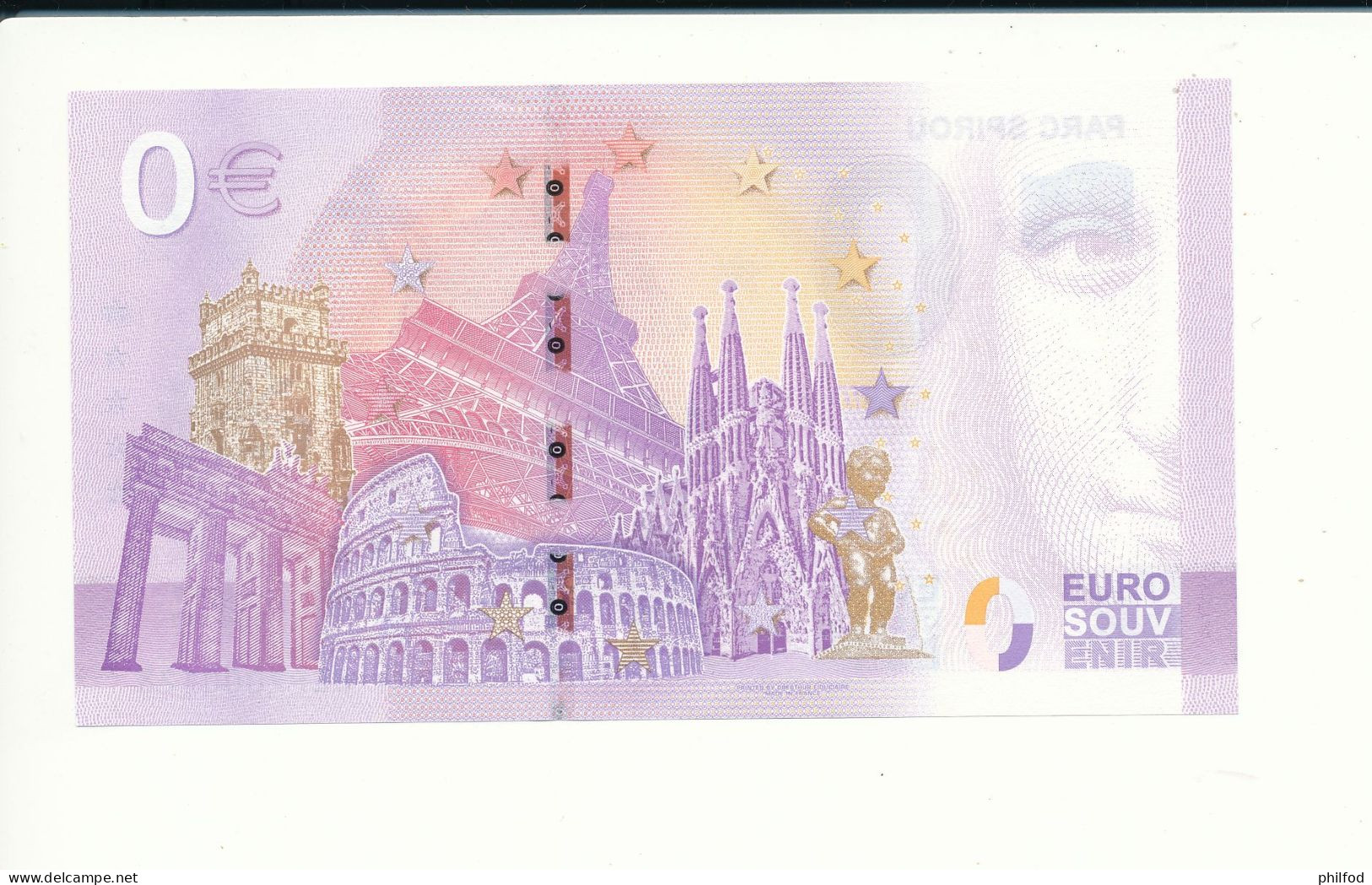 Billet Touristique 0 Euro - PARC SPIROU - UEPR - 2023-4  - N° 128 - Andere & Zonder Classificatie