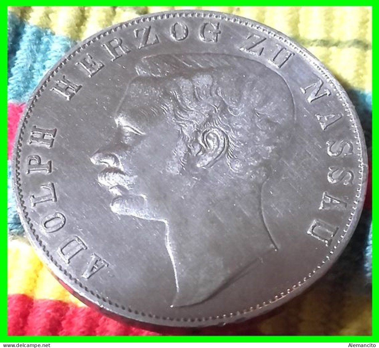 ALEMANIA - ADOLPH HERZOG ZU NASSAU - THALER ( PLATA ) EIN VEREINSTHALER XXX EIN PFUND FEIN WIESBADEN AÑO 1860 - Taler En Doppeltaler