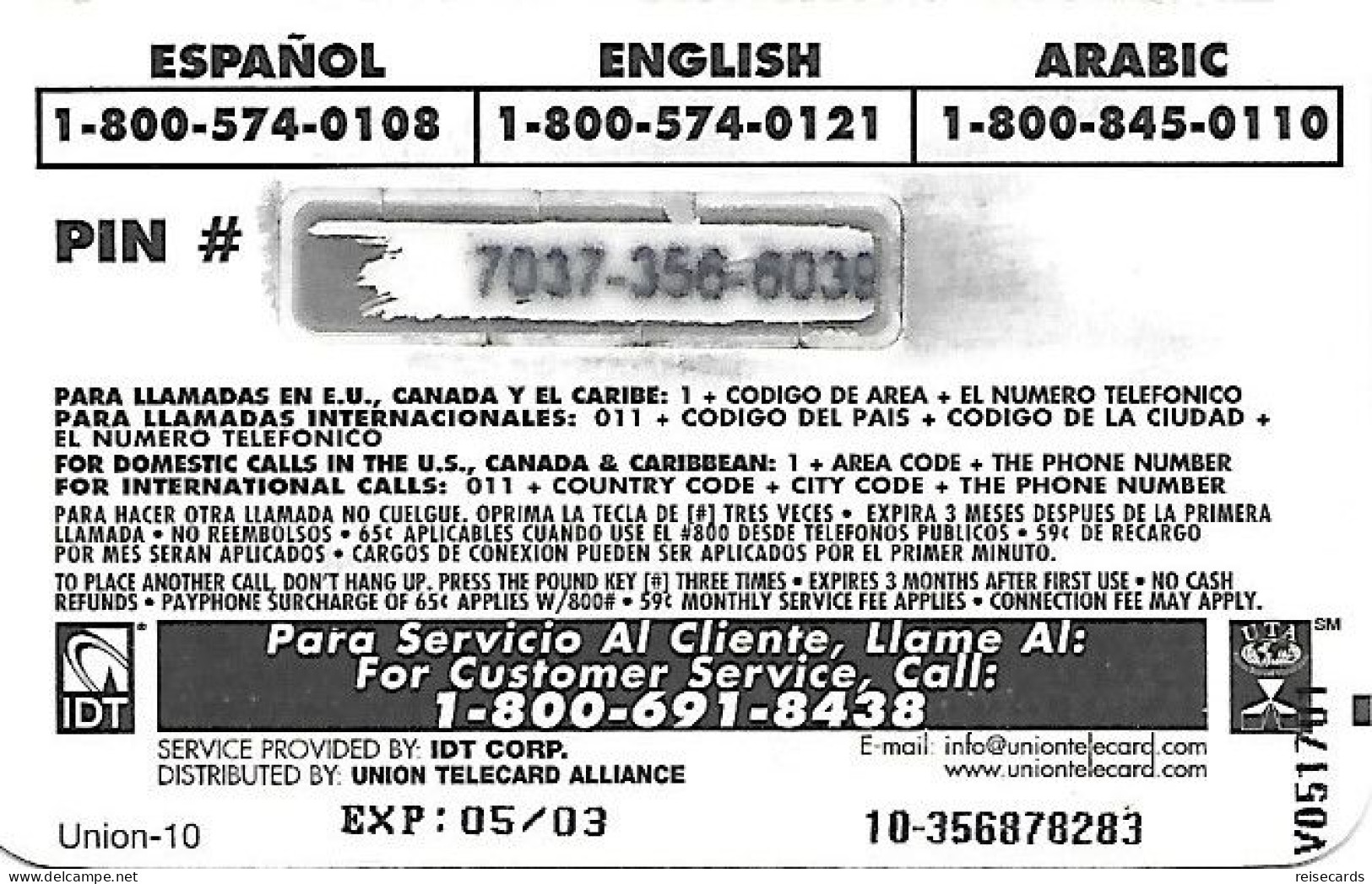 USA: Prepaid IDT - Union Flags 05.03 - Otros & Sin Clasificación