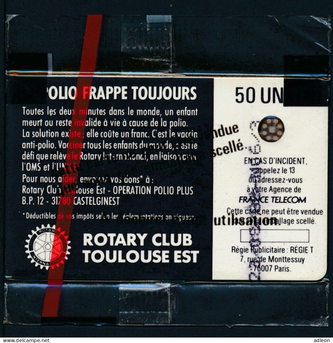 Télécartes France - Publiques N° Phonecote F27A - POLIO + Rotary Club 50U (NSB) SC4on - 1988