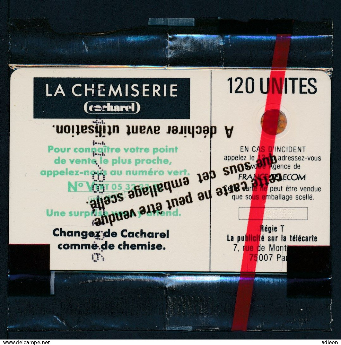 Télécartes France - Publiques N° Phonecote F33 - La Chemiserie CACHAREL 120U (NSB) SC4ob - 1988