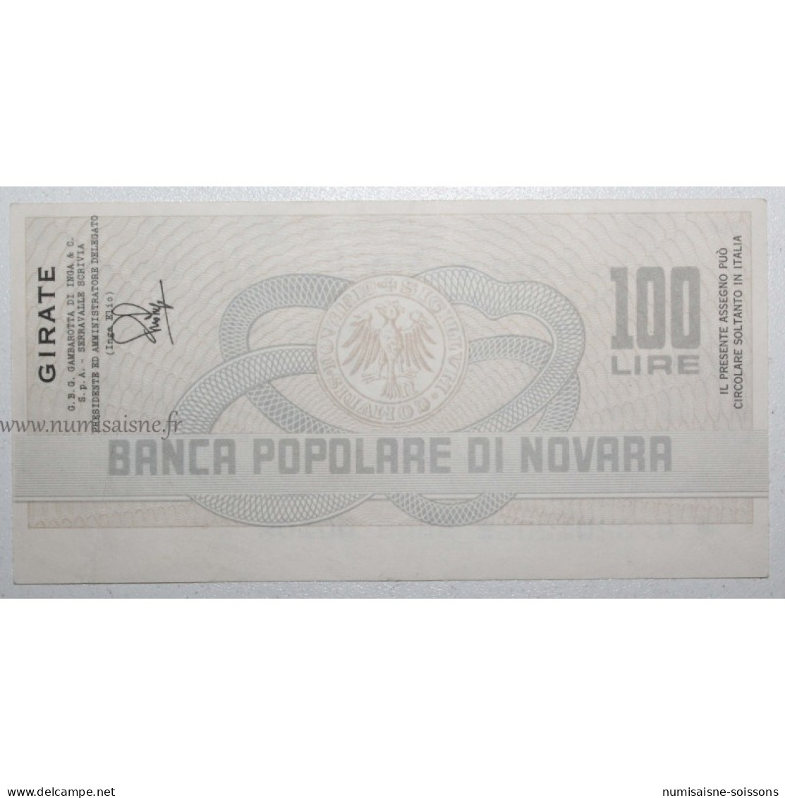 ITALIE - PICK G 1283 - 100 LIRE 1977 - Banca Popolare Di Novara - SUP - 100 Lire