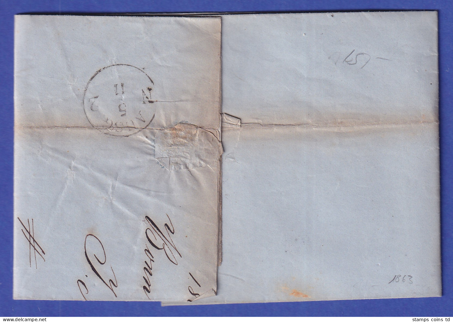 Preußen Brief Mit Rechteckstempel BONN, 1863 - Other & Unclassified