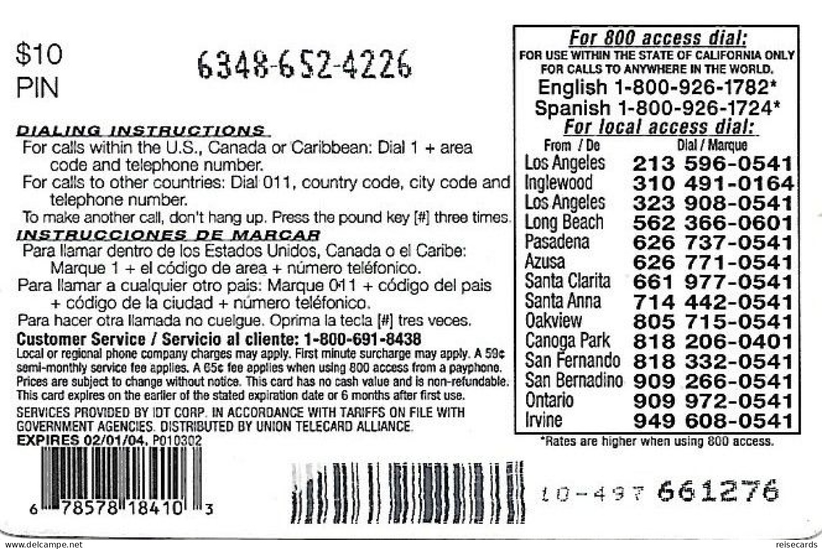 USA: Prepaid IDT - L.A. Easy Talk - Otros & Sin Clasificación