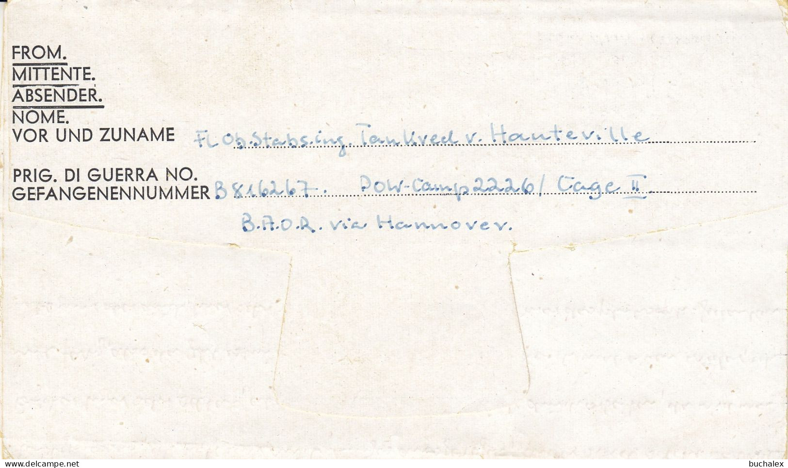 Kriegsgefangenenpost Flieger-Oberstabsingenieur 1946 Von Zedelgem Nach Ladekop - Prisoners Of War Mail