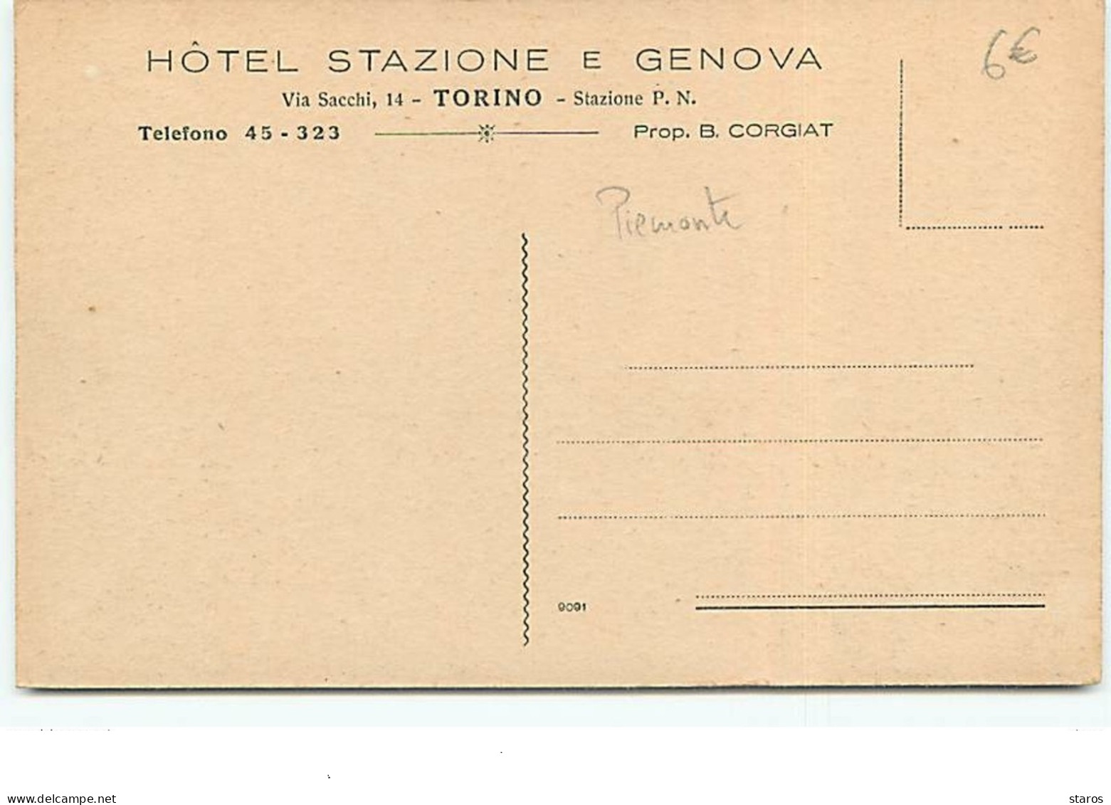 TORINO - Hôtel Stazione E Genova - Bars, Hotels & Restaurants