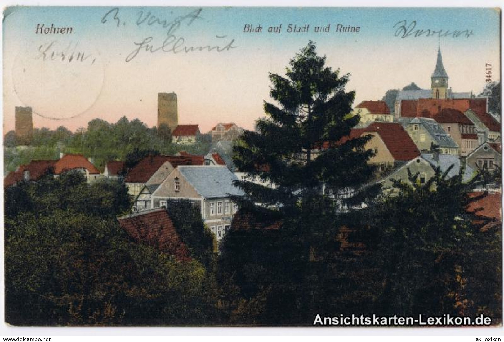 Ansichtskarte Kohren-Sahlis Blick Auf Die Stadt Und Ruine - Colorierte AK 1912 - Kohren-Sahlis