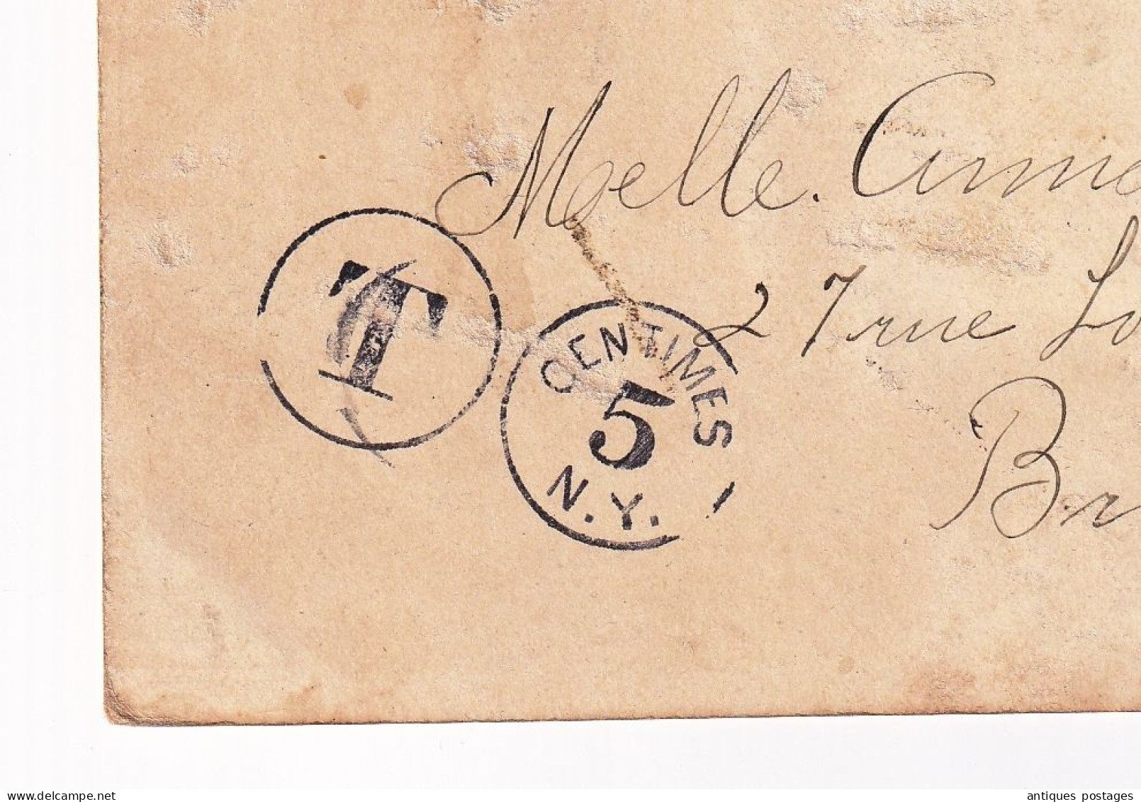 USA 1906 Manchester New York Bruxelles Belgique Tax 5 Centimes  J.P Morgan Exchange Stamp One Cent Benjamin Franklin - Covers & Documents