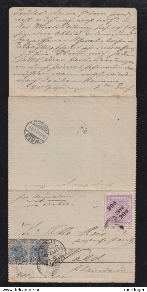 Brazil Brasil 1898 Lettercard MANAOS AMAZOMAS X WALD Germany Via Lisboa - Brieven En Documenten