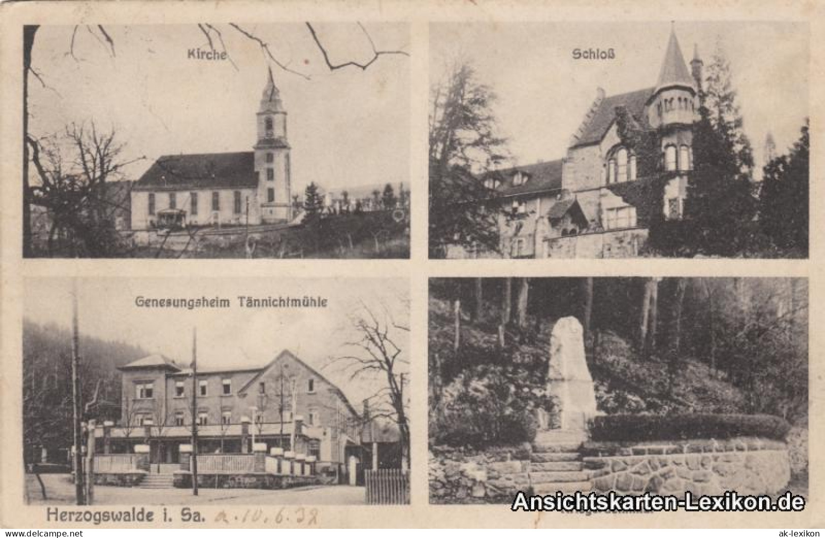 Herzogswalde-Wilsdruff: Kirche, Schloß, Genesungsheim Und Kriegerdenkmal 1932 - Herzogswalde