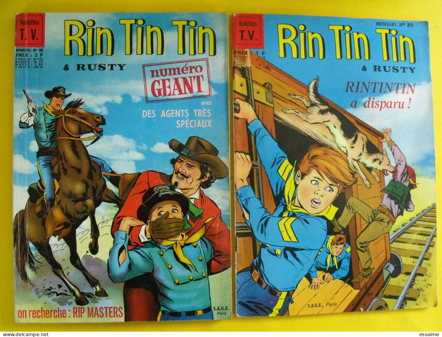 Lot Relié De 12 N° De Rintintin Rin Tin Tin Et Rusty. Mensuel Sagédition Vedettes TV. Kid Roy Découpages Indiens 1966-68 - Bernadette