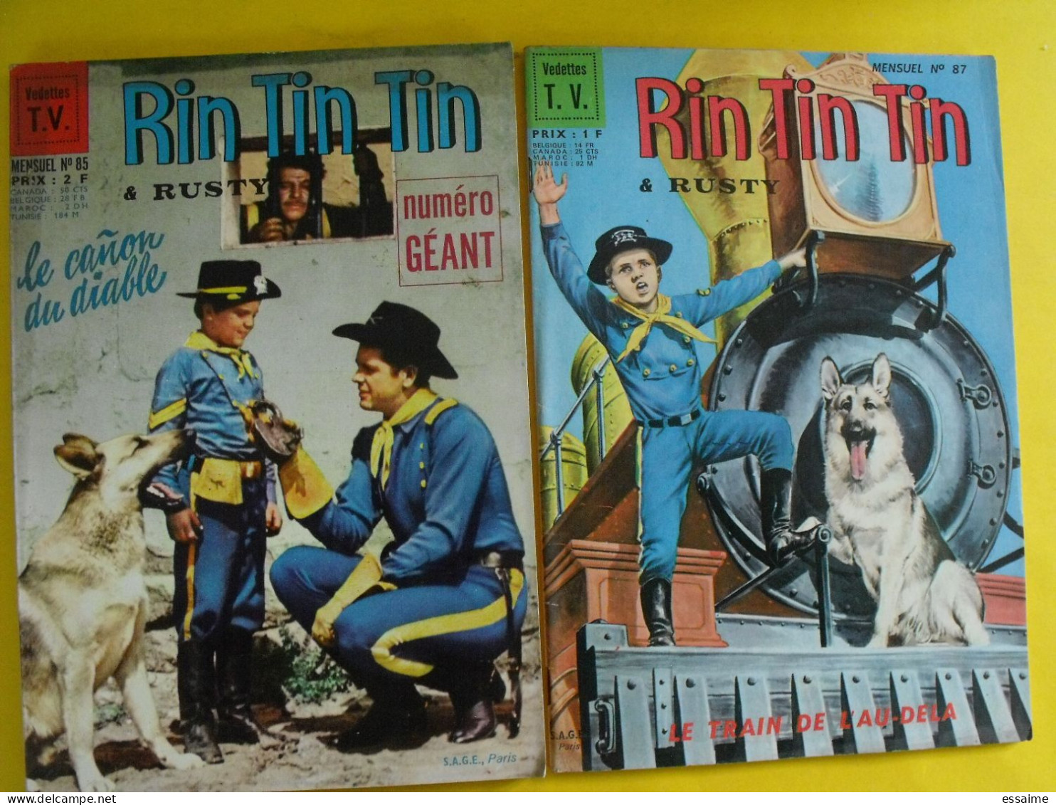 lot relié de 12 n° de Rintintin Rin Tin Tin et Rusty. mensuel Sagédition vedettes TV. kid roy découpages indiens 1966-68
