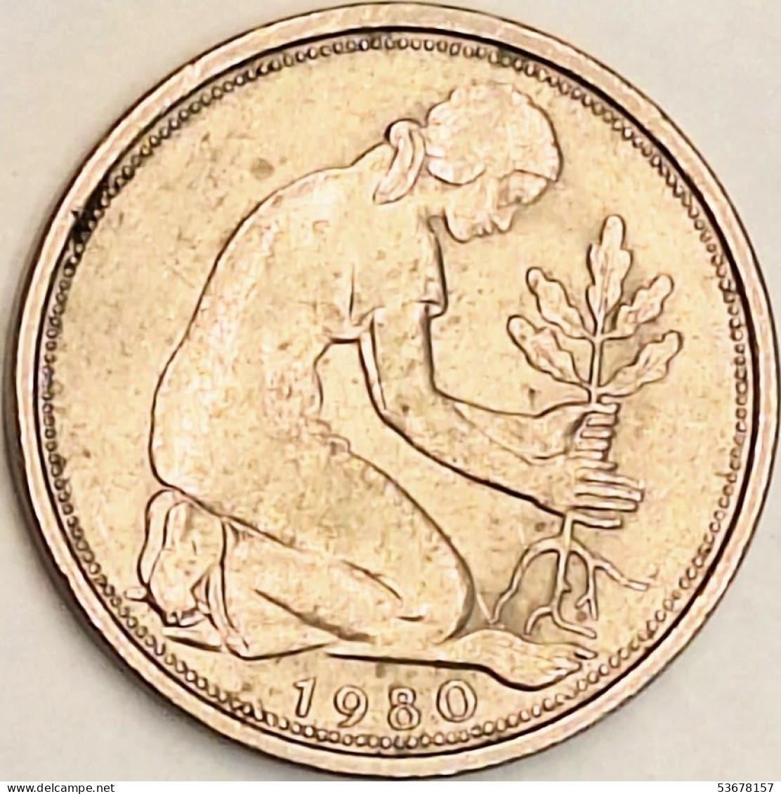 Germany Federal Republic - 50 Pfennig 1980 F, KM# 109.2 (#4743) - 50 Pfennig