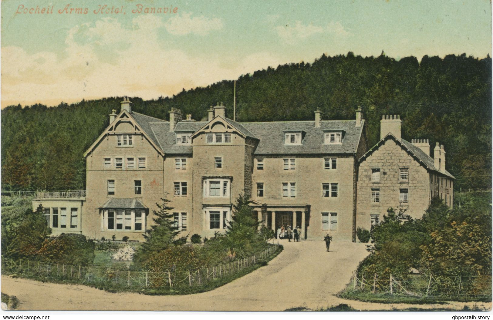 GB „BANAVIE R.S.O.INVERNESS-SHIRE“ Single Circle 25mm On Superb Coloured Postcard (Locheil Arms Hotel Banavie) To DUBLIN - Railway & Parcel Post
